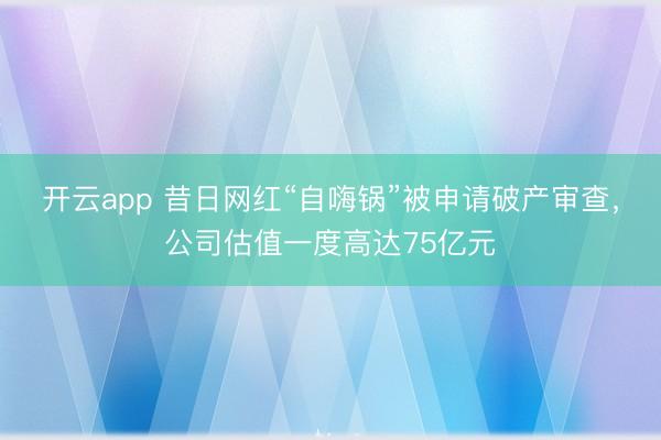 開云app 昔日網紅“自嗨鍋”被申請破產審查,公司估值一度高達75億元